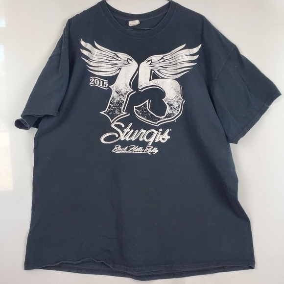 STURGIS 75TH ANNIVERSARY T SHIRT 2015 BLACK HILLS RALLY MOTORCYCLE WINGS 2XL - Picture 1 of 6